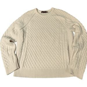 VINCE Wool Cashmere Cable Knit Sweater XL Cream Ivory Fisherman Pullover